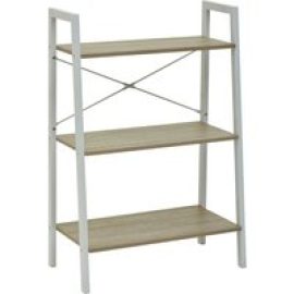 Bradken Natural Wooden 3 Tier Shelving Unit With White Frame