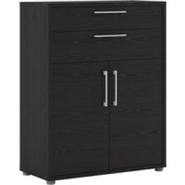 Prax 2 Doors 2 Drawers Office Storage Cabinet In Black