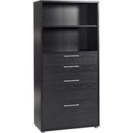 Prax 4 Shelves 2 Drawers Office Storage Cabinet In Black