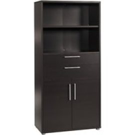 Prax Tall 2 Doors 2 Drawers Office Storage Cabinet In Black