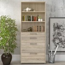 Prax 5 Shelves 2 Drawers Office Storage Cabinet In Oak