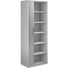 Upton 1 Door Tambour Storage Cabinet In White With 5 Shelves