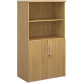 Upton Wooden Combination Storage Cabinet In Oak With 3 Shelves