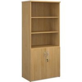Upton Wooden Combination Storage Cabinet In Oak With 4 Shelves