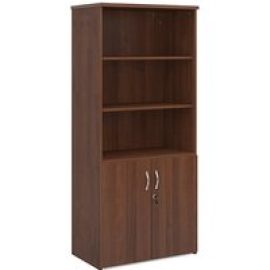 Upton Combination Storage Cabinet In Walnut With 4 Shelves