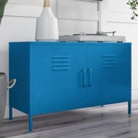 Caches Metal Locker Accent Cabinet With 2 Doors In Blue